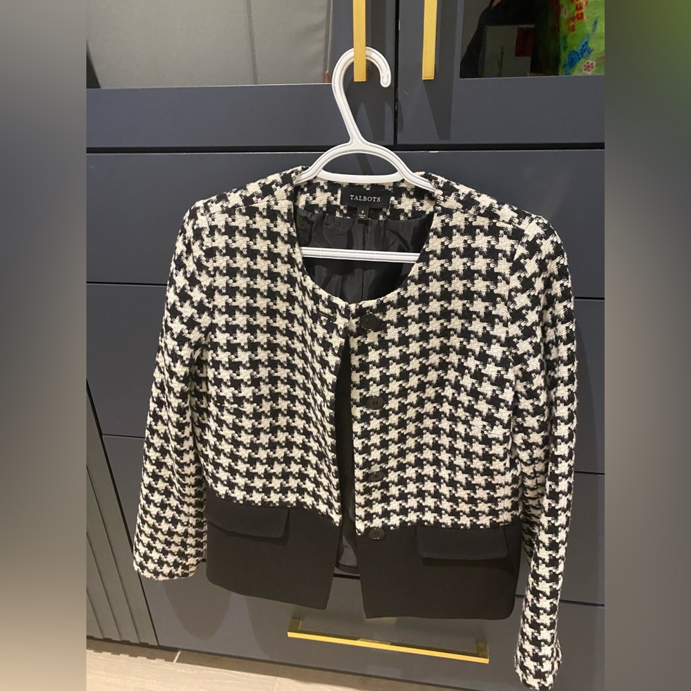 Talbots houndstooth wool blend coat